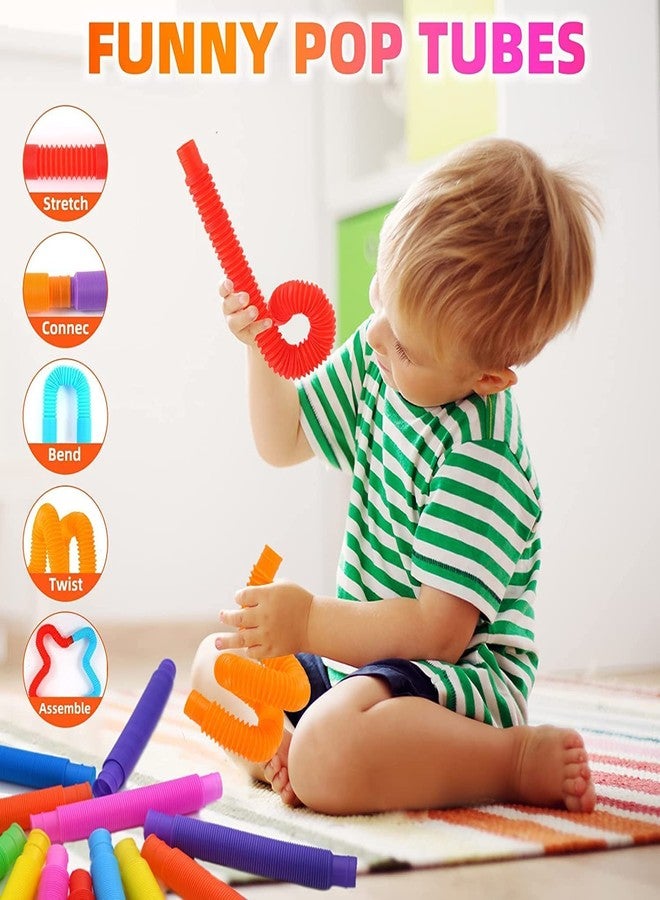 Fovrtye Pop Tubes Pipes Sensory Kids Toy Tools for Stress Relief Anti- Anxiety Pop Tube for Kids Music Pop Tube Fidget Toy Adjustable Stretch Bend Build and Connect Toy Pipe - Image 4